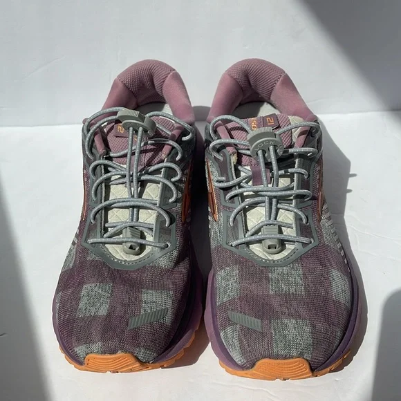 Brooks Women's Ghost 12 Purple Gray Plaid Sneakers 7 - Picture 2 of 11